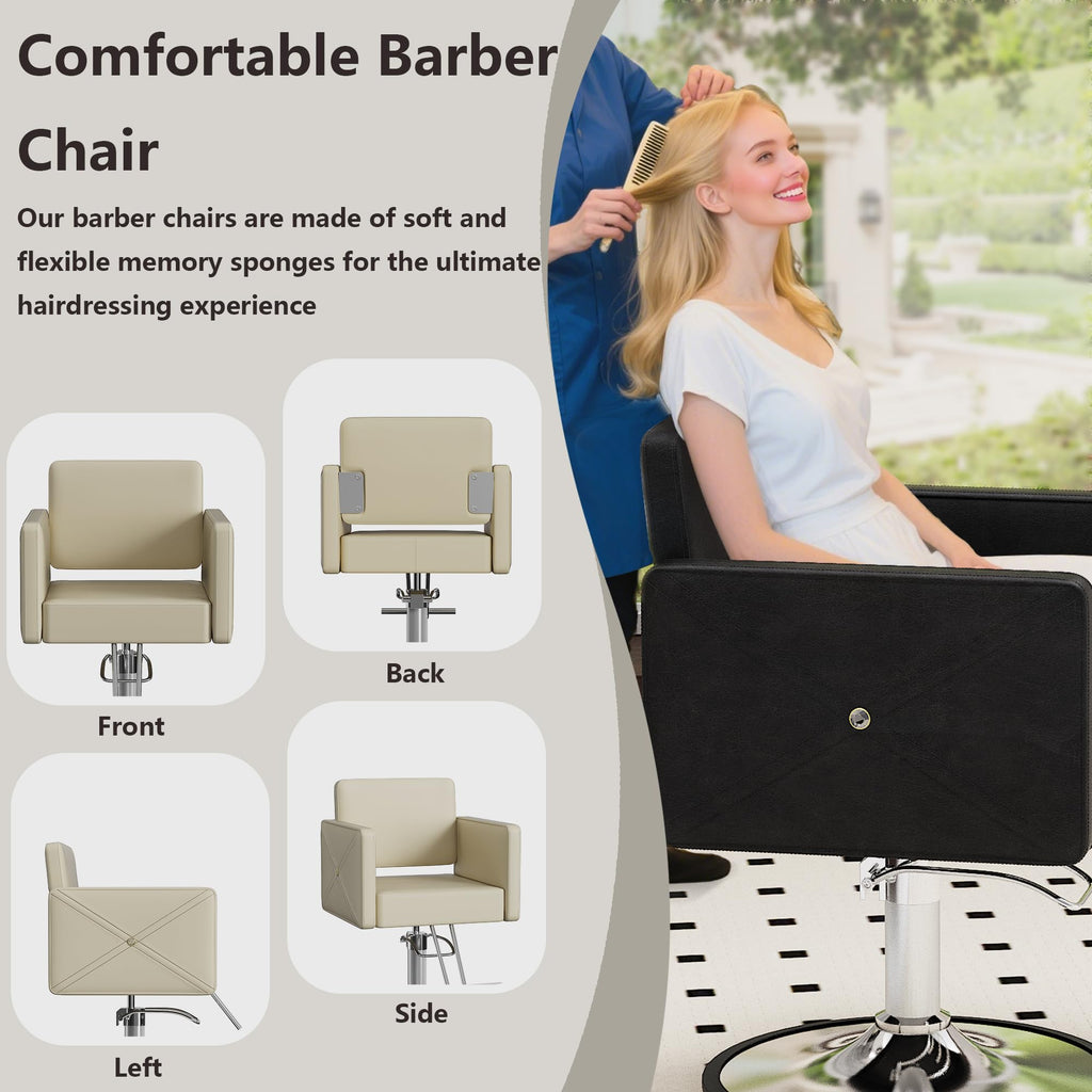 LOUVIXA Barber Salon Chairs for Hair Stylist, Height Adjustable Hydraulic Salon Chair, 360 Degrees Rotation, Multi-Function Shampoo Chair for Home Barbershop, Pink