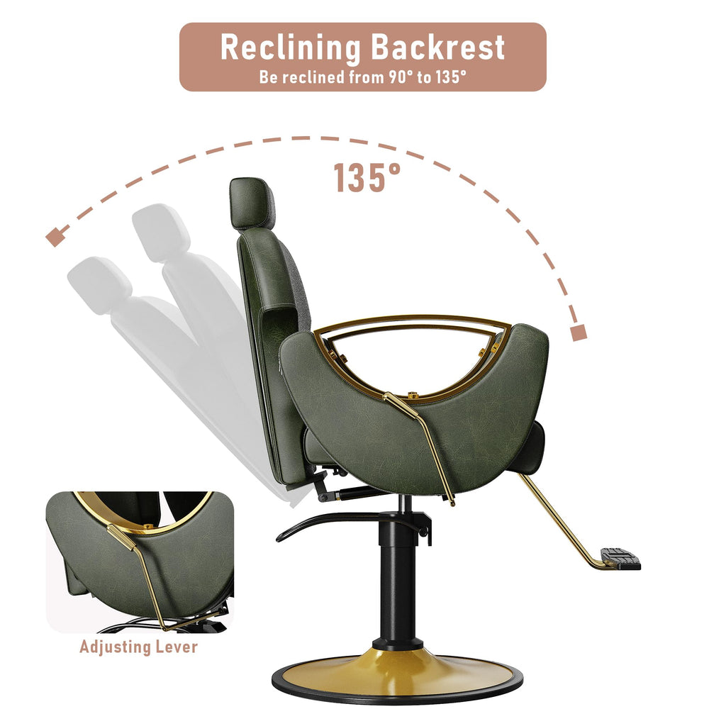 LOUVIXA Barber Chair for Hair Stylist, Height Adjustable Hydraulic Hair Reclining Salon Chair, 360 Degrees Rotation, Multi-Function Shampoo Chair for Salon Barbershop (Grey)