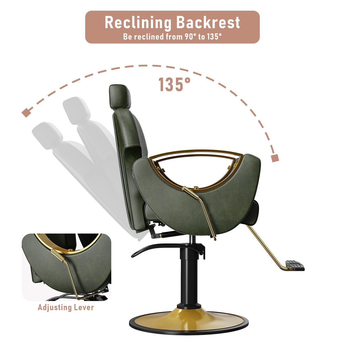 LOUVIXA Barber Chair for Hair Stylist, Height Adjustable Hydraulic Hair Reclining Salon Chair, 360 Degrees Rotation, Multi-Function Shampoo Chair for Salon Barbershop (Grey)
