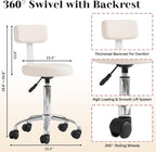 LOUVIXA Pedicure Station No Plumbing, Hydraulic Pedicure Chair for Nail Tech, Height Adjustable Reclining Pedicure Station Unit, with Massage Foot Bath (Cream White-Pillow)