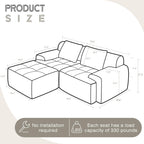 Modular Sectional Sofa, Boneless Couches for Living Room, Corduroy Couch, Big Comfy Couch, Modular Cloud Sofa with Deep Seat (Grey, 2 Pieces-Loveseat)