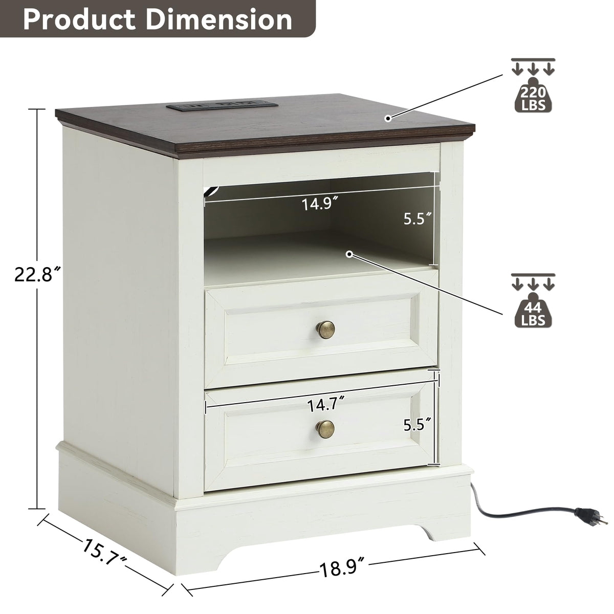 LOUVIXA Farmhouse Bedroom Sets of 3, Including 9 Drawer Dresser, Nightstand Set of 2 with Charging Station (Grey Sets)