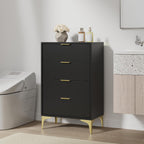 LOUVIXA Dresser for Bedroom with 4 Drawers, Wood Chest of Drawers, Dresser Storage Cabinet, 4 Drawer Dressers for Bedroom, Living Room, Entryway, Cloakroom (Black)