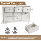 LOUVIXA Farmhouse Bedroom Sets of 3, Including 9 Drawer Dresser, Nightstand Set of 2 with Charging Station (Grey Sets)