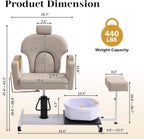 LOUVIXA Pedicure Station No Plumbing, Hydraulic Pedicure Chair for Nail Tech, Height Adjustable Reclining Pedicure Station Unit, 360 Degree Swivel Foot Spa Chair with Massage Foot Bath (Grey-Golden)