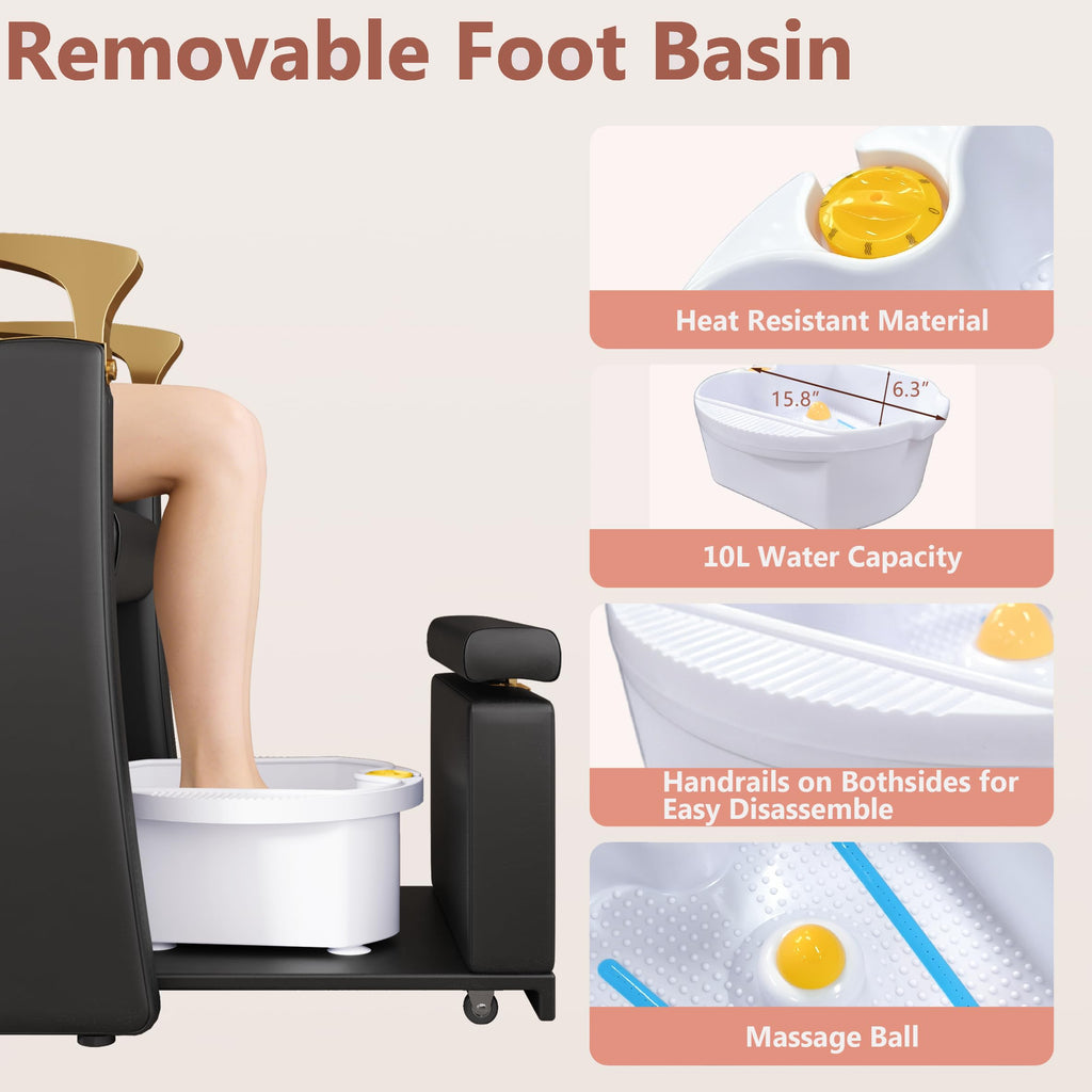 LOUVIXA Pedicure Station for Nail Tech, No Plumbing Pedicure Chair with Massage Pedicure Tub