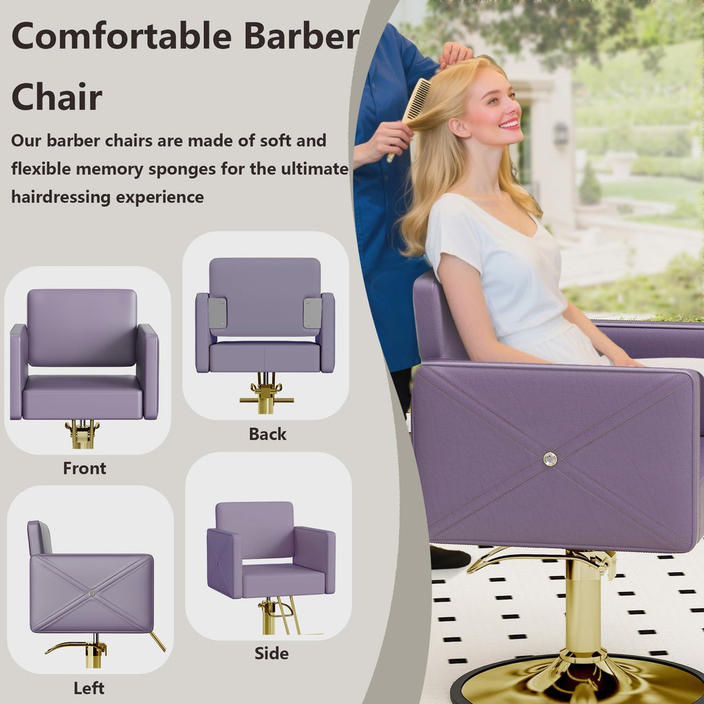 LOUVIXA Barber Salon Chairs for Hair Stylist, Height Adjustable Hydraulic Salon Chair, 360 Degrees Rotation, Multi-Function Shampoo Chair for Home Barbershop, Pink