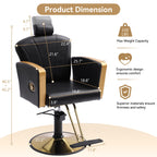 LOUVIXA Height Adjustable Salon Chair for Hair Sylist, Reclining Salon Hair Chairs, Hydraulic Barber Chair, 360 Degree Swivel Shampoo Chairset for Barbershop (Grey)