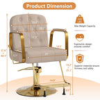 Barber Salon Chair for Hair Sylist, Hydraulic Salon Chairs with Headrest, Height Adjustable Barber Chairs, Reclining Barber Styling Chairs, 360 Degrees Rotation Shampoo Chair for Barbershop(White)