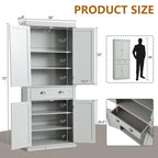 LOUVIXA 72" Kitchen Pantry Storage Cabinet, Freestanding Cupboard with 2 Cabinets, Drawer and Adjustable Shelves, Tall Storage Cabinet for Kitchen, Dinning Room, Living Room (White)
