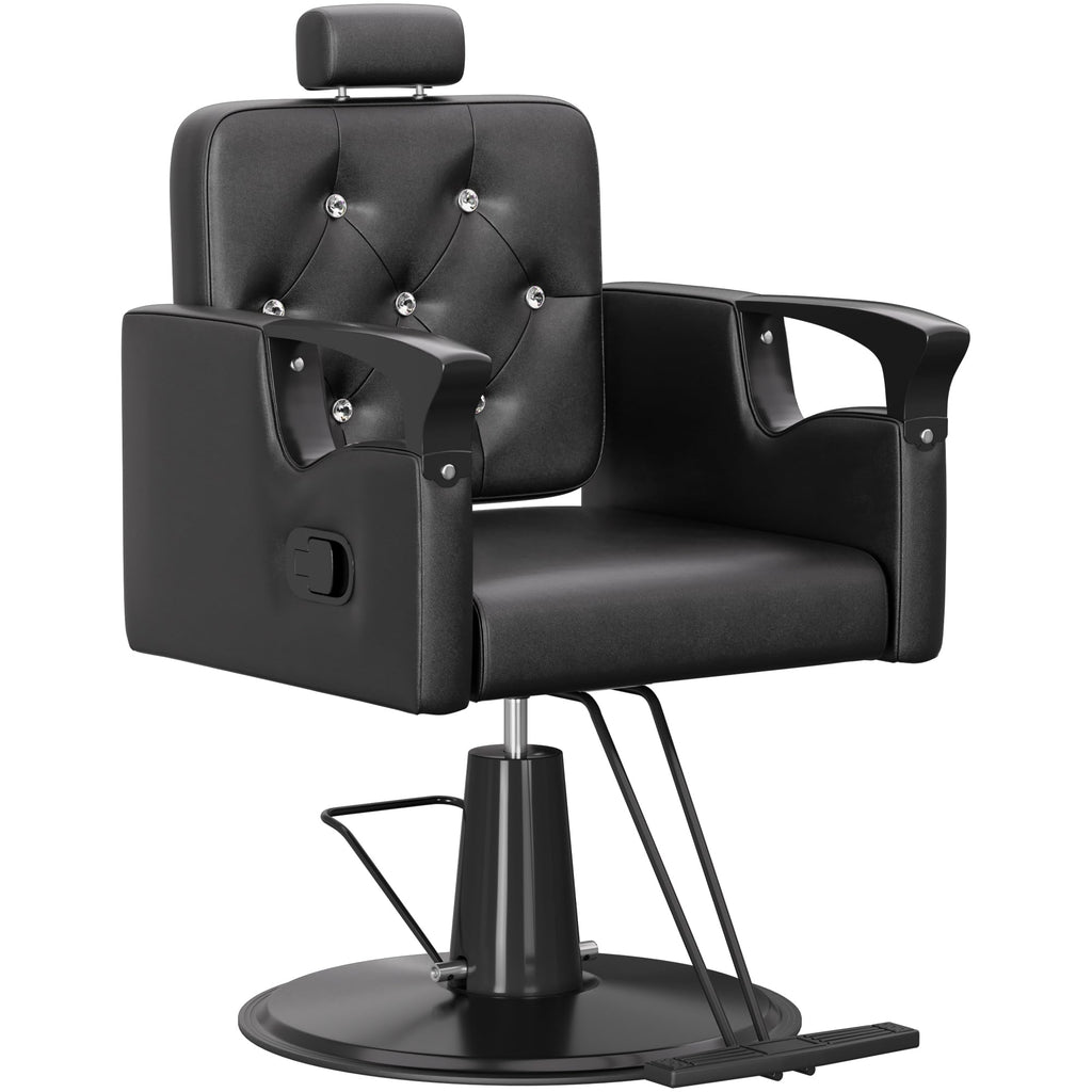LOUVIXA Barber Chair Reclining, Salon Chairs for Hair Stylist, Height Adjustable Salon Styling Chair, Heavy Duty Barber Chairs, 360 Swivel Barbershop Chair (Rosa-Sliver, 330LBS)