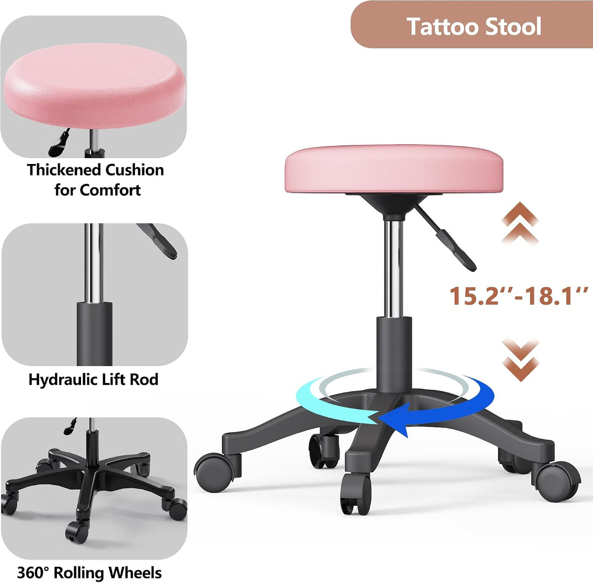 LOUVIXA Electric Height Adjustable Tattoo Bed, Electric Lift Massage Table, Multi-Purpose Massage Tattoo Lash Waxing Table for Beauty Barber Spa, Height Backrest Footrest Adjustable (Pink)