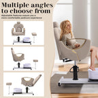 LOUVIXA Pedicure Station No Plumbing, Hydraulic Pedicure Chair for Nail Tech, Height Adjustable Reclining Pedicure Station Unit, with Massage Foot Bath (Cream White-Pillow)