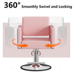 LOUVIXA Barber Salon Chairs for Hair Stylist, Height Adjustable Hydraulic Salon Chair, 360 Degrees Rotation, Multi-Function Shampoo Chair for Home Barbershop, Pink