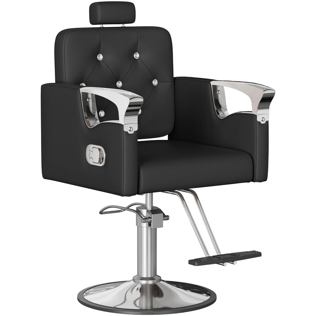 LOUVIXA Barber Chair Reclining, Salon Chairs for Hair Stylist, Height Adjustable Salon Styling Chair, Heavy Duty Barber Chairs, 360 Swivel Barbershop Chair (Rosa-Sliver, 330LBS)