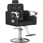 LOUVIXA Barber Chair Reclining, Salon Chairs for Hair Stylist, Height Adjustable Salon Styling Chair, Heavy Duty Barber Chairs, 360 Swivel Barbershop Chair (Rosa-Sliver, 330LBS)