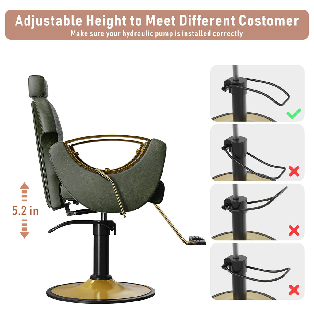 LOUVIXA Barber Chair for Hair Stylist, Height Adjustable Hydraulic Hair Reclining Salon Chair, 360 Degrees Rotation, Multi-Function Shampoo Chair for Salon Barbershop (Grey)