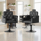 LOUVIXA Barber Chair Reclining, Salon Chairs for Hair Stylist, Height Adjustable Salon Styling Chair, Heavy Duty Barber Chairs, 360 Swivel Barbershop Chair (Rosa-Sliver, 330LBS)