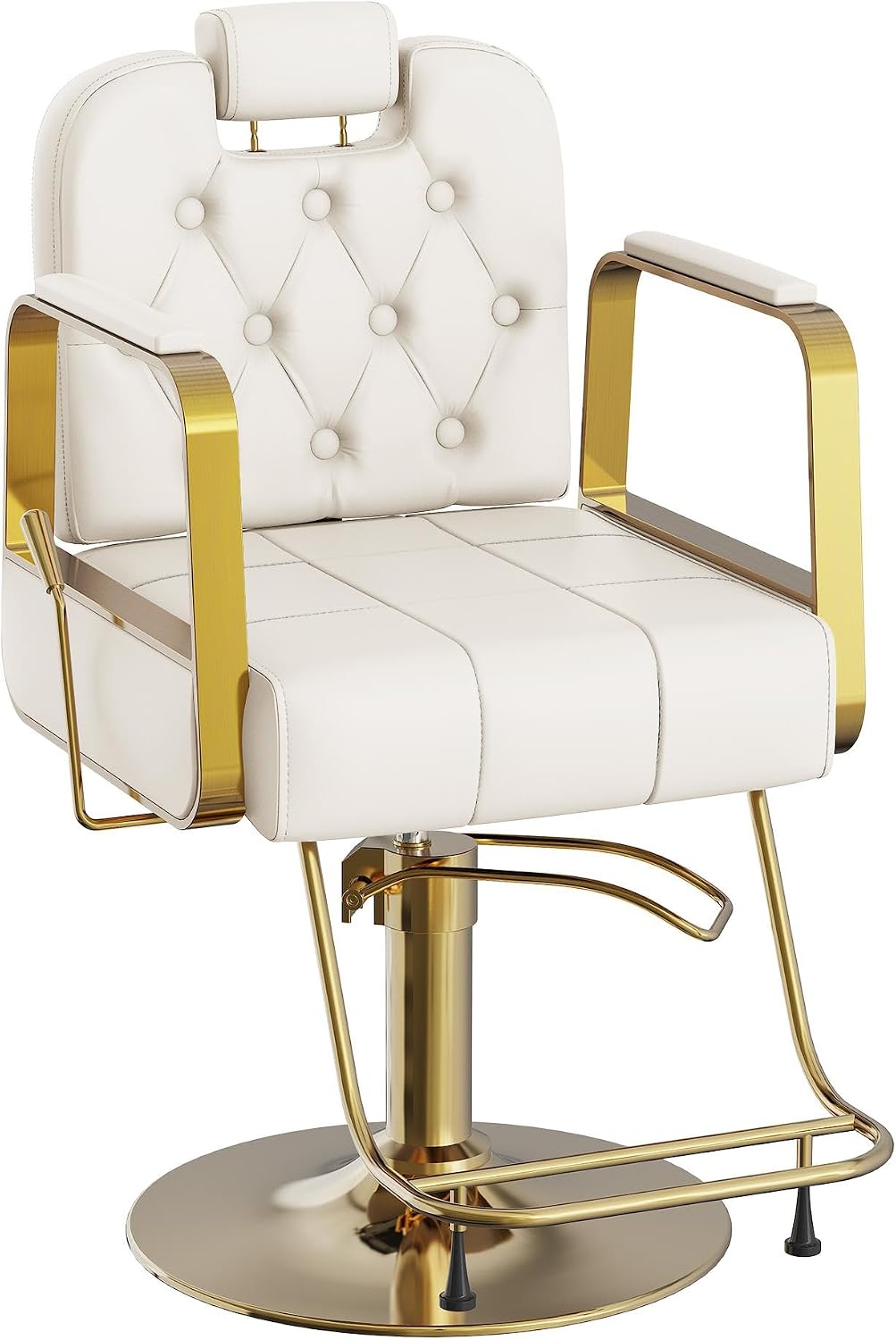 Barber Salon Chair for Hair Sylist, Hydraulic Salon Chairs with Headrest, Height Adjustable Barber Chairs, Reclining Barber Styling Chairs, 360 Degrees Rotation Shampoo Chair for Barbershop(White)