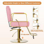 Barber Salon Chair for Hair Sylist, Hydraulic Salon Chairs with Headrest, Height Adjustable Barber Chairs, Reclining Barber Styling Chairs, 360 Degrees Rotation Shampoo Chair for Barbershop(White)