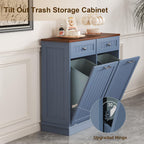 LOUVIXA Tilt Out Trash Can Cabinet Dog Proof with Double Wood Hidden Trash Can Holder, Kitchen Free Standing Recycling Cabinet（Black）