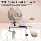 LOUVIXA Pedicure Station No Plumbing, Hydraulic Pedicure Chair for Nail Tech, Height Adjustable Reclining Pedicure Station Unit, 360 Degree Swivel Foot Spa Chair with Massage Foot Bath (Grey-Golden)
