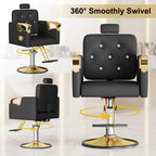 LOUVIXA Barber Chair Reclining, Salon Chairs for Hair Stylist, Height Adjustable Salon Styling Chair, Heavy Duty Barber Chairs, 360 Swivel Barbershop Chair (Rosa-Sliver, 330LBS)