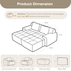 Modular Sectional Sofa, Boneless Couches for Living Room, Corduroy Couch, Big Comfy Couch, Modular Cloud Sofa with Deep Seat (Grey, 2 Pieces-Loveseat)