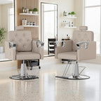 LOUVIXA Barber Chair Reclining, Salon Chairs for Hair Stylist, Height Adjustable Salon Styling Chair, Heavy Duty Barber Chairs, 360 Swivel Barbershop Chair (Rosa-Sliver, 330LBS)