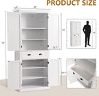 LOUVIXA 72" Kitchen Pantry Storage Cabinet, Freestanding Cupboard with 2 Cabinets, Drawer and Adjustable Shelves, Tall Storage Cabinet for Kitchen, Dinning Room, Living Room (White)