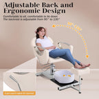 LOUVIXA Pedicure Station No Plumbing, Hydraulic Pedicure Chair for Nail Tech, Height Adjustable Reclining Pedicure Station Unit, with Massage Foot Bath (Cream White-Pillow)