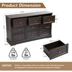 LOUVIXA Farmhouse Dresser 9 Drawer, Bedroom Chest of Drawers, Dressers with 9 Drawers, Wooden Dressers for Bedroom, Living Room, Tv Stand, Entryway(Rustic Yellow)