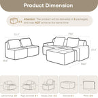 Modular Sectional Sofa, Boneless Couches for Living Room, Corduroy Couch, Big Comfy Couch, Modular Cloud Sofa with Deep Seat (Grey, 2 Pieces-Loveseat)