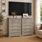 LOUVIXA Farmhouse Dresser 9 Drawer, Bedroom Chest of Drawers, Dressers with 9 Drawers, Wooden Dressers for Bedroom, Living Room, Tv Stand, Entryway(Rustic Yellow)