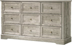 LOUVIXA Farmhouse Dresser 9 Drawer, Bedroom Chest of Drawers, Dressers with 9 Drawers, Wooden Dressers for Bedroom, Living Room, Tv Stand, Entryway(Rustic Yellow)