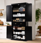 LOUVIXA 72" Kitchen Pantry Storage Cabinet, Freestanding Cupboard with 2 Cabinets, Drawer and Adjustable Shelves, Tall Storage Cabinet for Kitchen, Dinning Room, Living Room (White)