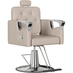 LOUVIXA Barber Chair Reclining, Salon Chairs for Hair Stylist, Height Adjustable Salon Styling Chair, Heavy Duty Barber Chairs, 360 Swivel Barbershop Chair (Rosa-Sliver, 330LBS)