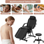 LOUVIXA Tattoo Chair, Adjustable Facial Chair 73 Inch Salon Bed with Hydraulic Stool for Professional Massage Beauty Spa (Black)