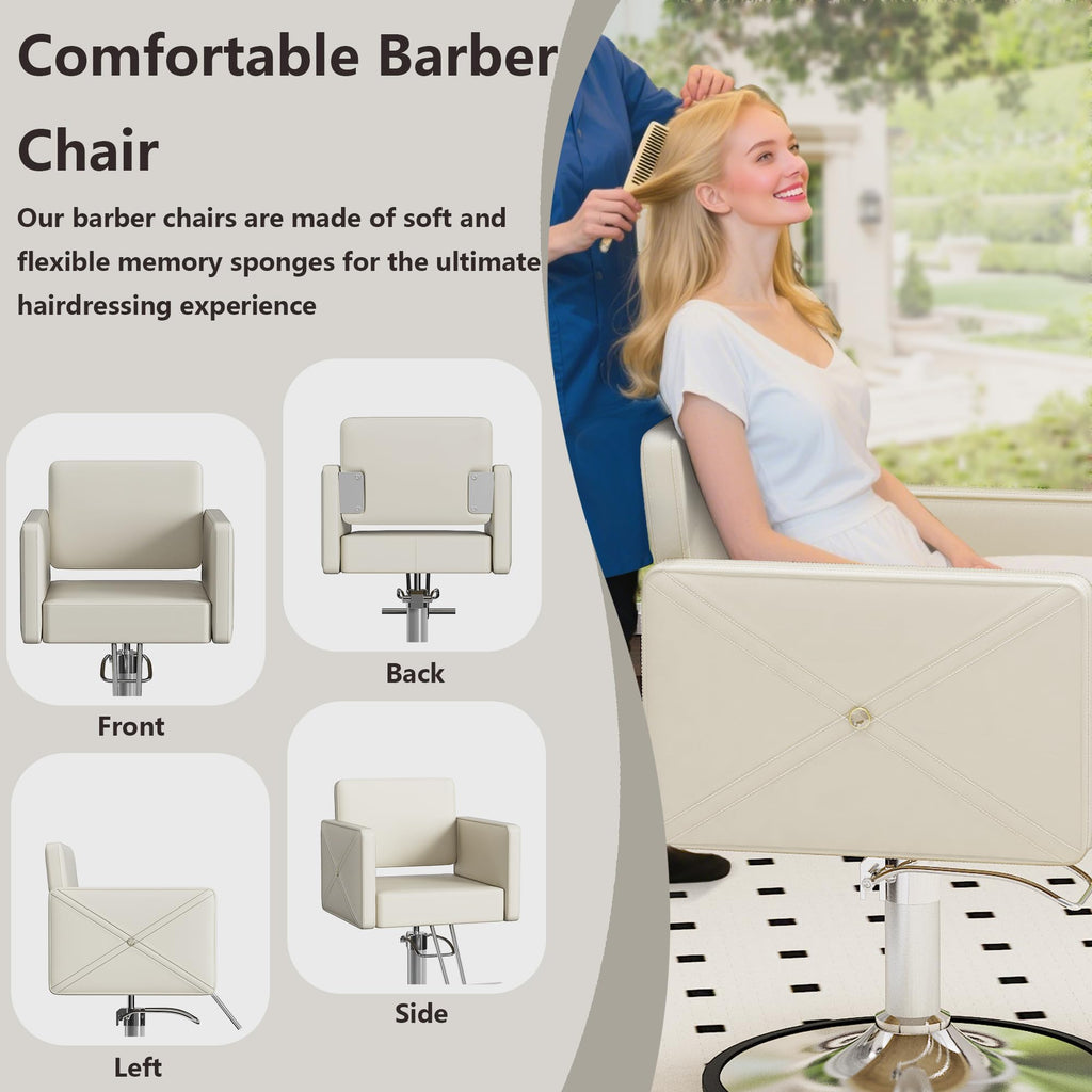LOUVIXA Barber Salon Chairs for Hair Stylist, Height Adjustable Hydraulic Salon Chair, 360 Degrees Rotation, Multi-Function Shampoo Chair for Home Barbershop, Pink