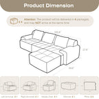 Modular Sectional Sofa, Boneless Couches for Living Room, Corduroy Couch, Big Comfy Couch, Modular Cloud Sofa with Deep Seat (Grey, 2 Pieces-Loveseat)