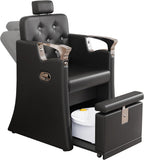 LOUVIXA Pedicure Station for Nail Tech, No Plumbing Pedicure Chair with Massage Pedicure Tub (Gloss Black-Silver)