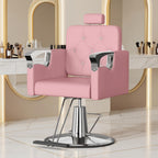 LOUVIXA Barber Chair Reclining, Salon Chairs for Hair Stylist, Height Adjustable Salon Styling Chair, Heavy Duty Barber Chairs, 360 Swivel Barbershop Chair (Rosa-Sliver, 330LBS)