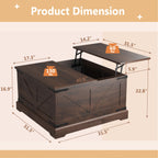 LOUVIXA Farmhouse Lift Top Coffee Table with Hidden Storage Compartment