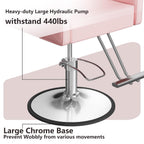 LOUVIXA Barber Salon Chairs for Hair Stylist, Height Adjustable Hydraulic Salon Chair, 360 Degrees Rotation, Multi-Function Shampoo Chair for Home Barbershop, Pink