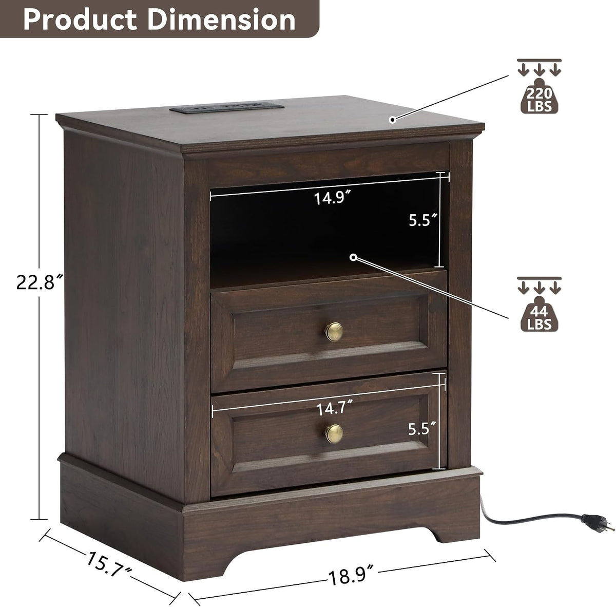 LOUVIXA Farmhouse Bedroom Sets of 3, Including 9 Drawer Dresser, Nightstand Set of 2 with Charging Station (Brown Sets, 3 Pieces-9 Drawer Dresser+2 Nightstand)