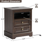 LOUVIXA Nightstand with Charging Station, Farmhouse Night Stand with 2 Drawers, Bedside Cabinet for Bedroom, End Table Side Table with Storage (1, White)