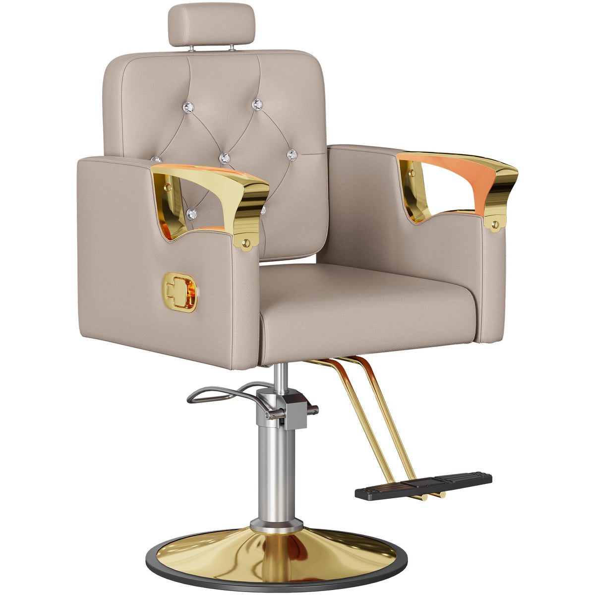 LOUVIXA Barber Chair Reclining, Salon Chairs for Hair Stylist, Height Adjustable Salon Styling Chair, Heavy Duty Barber Chairs, 360 Swivel Barbershop Chair (Rosa-Sliver, 330LBS)