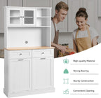 LOUVIXA 68.4" Kitchen Pantry Storage Cabinet, Freestanding Cupboard with Shelf, 2 Drawers and 1 Tilt Out Trash Cabinet, Tall Cabinets for Kitchen, Dinning Room, Living Room (White, Double Tilt)