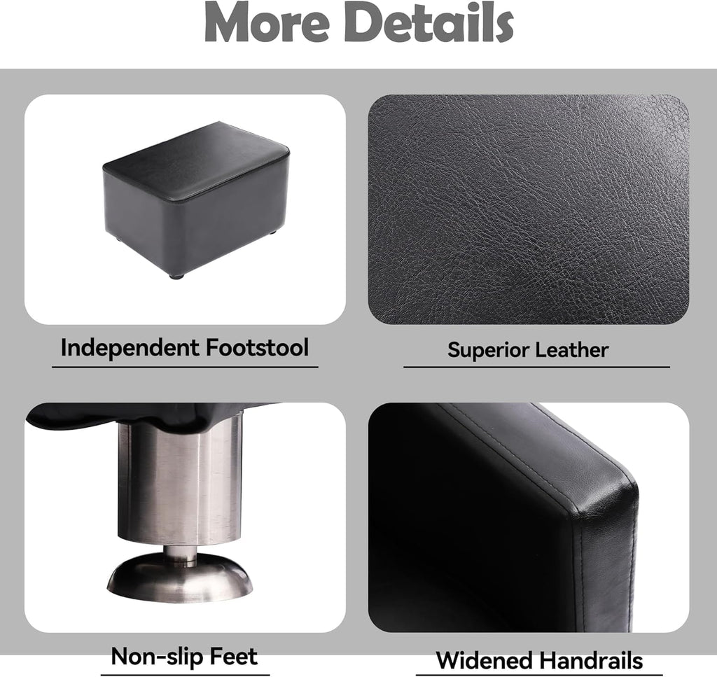 Shampoo Stations for Salon, Backwash Chair with Ceramic Bowl, Backwash Shampoo Unit with Foot Pedal, Sink Chair Station, Hair Washing Station for Barbershop (Black)