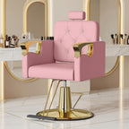 LOUVIXA Barber Chair Reclining, Salon Chairs for Hair Stylist, Height Adjustable Salon Styling Chair, Heavy Duty Barber Chairs, 360 Swivel Barbershop Chair (Rosa-Sliver, 330LBS)